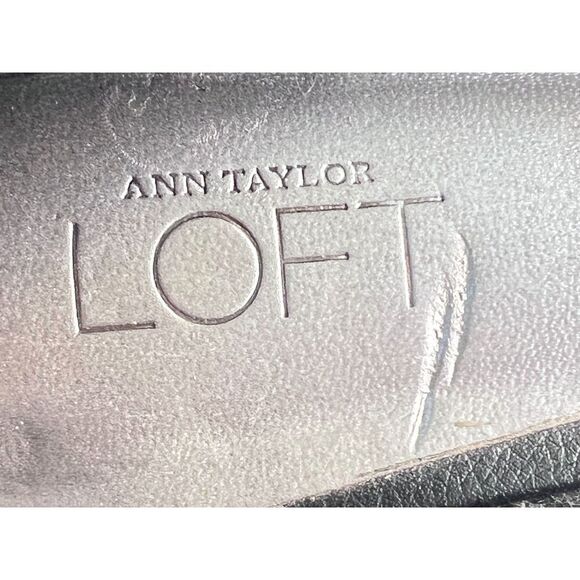 Women's ANN TAYLOR LOFT black cute bow white Synthetic Upper square toe low 7-8 - Picture 2 of 8